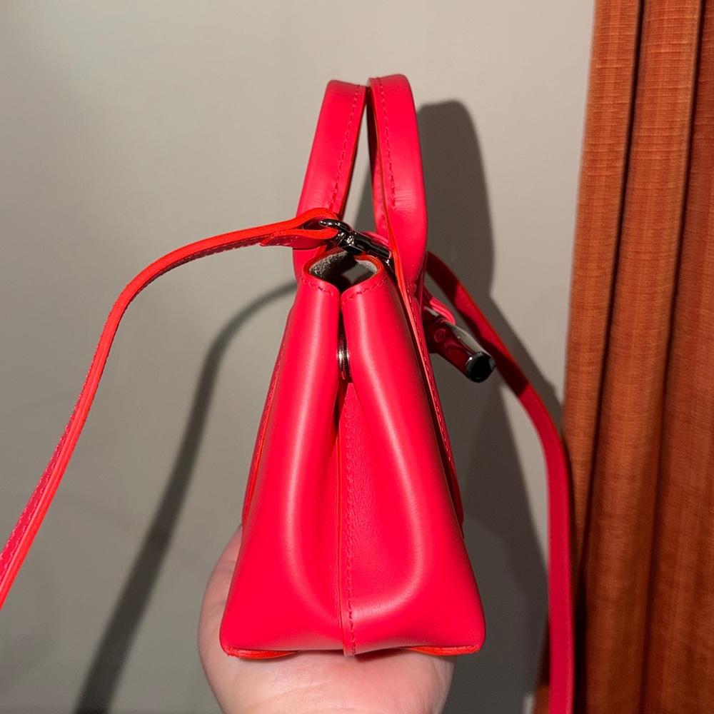 ‼️Authentic NEW Longchamp Le Roseau XS Red Leather Satchel Crossbody Bag - Picture 9 of 15